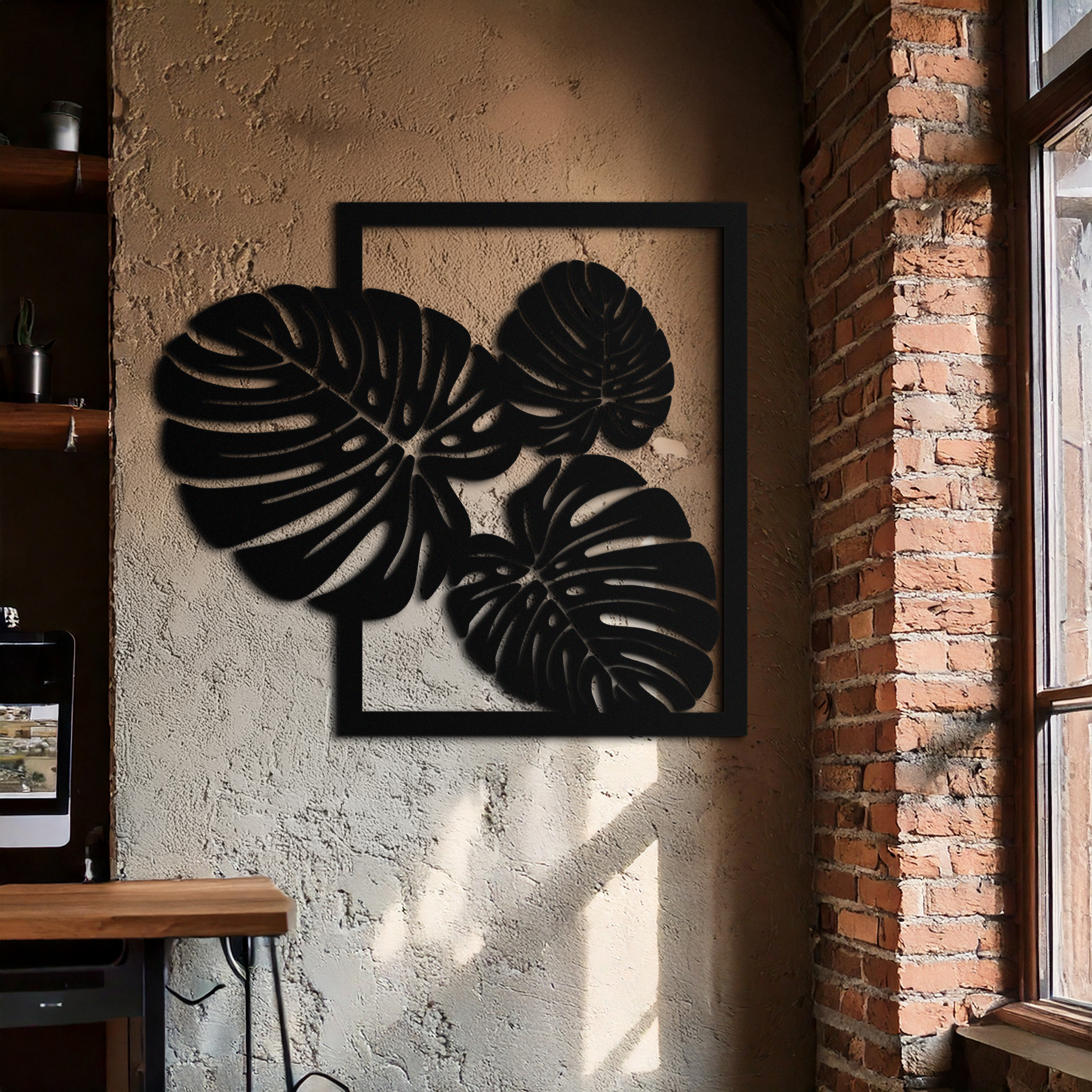 Monstera Leaf Metal Wall Art – Modern Tropical Black Wall Decor for Living Room- KAF552 - Tampa Home & Garden Store