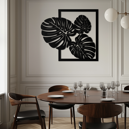 Monstera Leaf Metal Wall Art – Modern Tropical Black Wall Decor for Living Room- KAF552 - Tampa Home & Garden Store