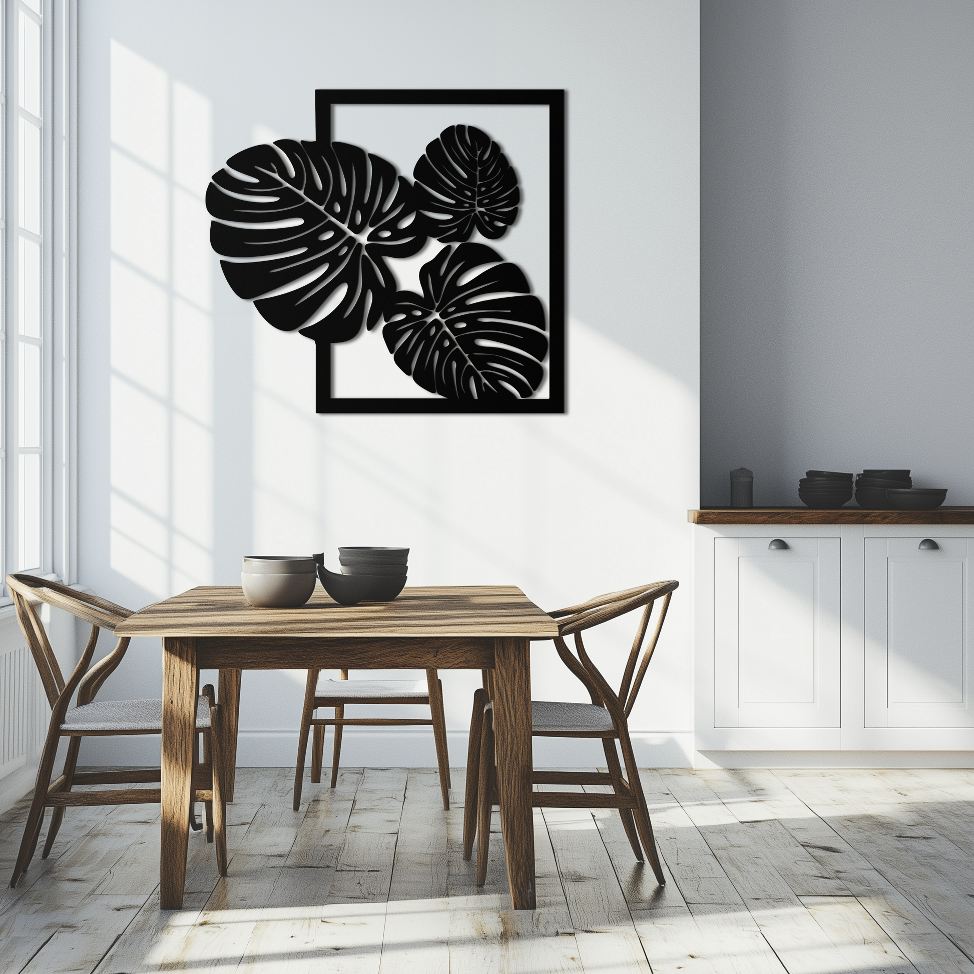 Monstera Leaf Metal Wall Art – Modern Tropical Black Wall Decor for Living Room- KAF552 - Tampa Home & Garden Store