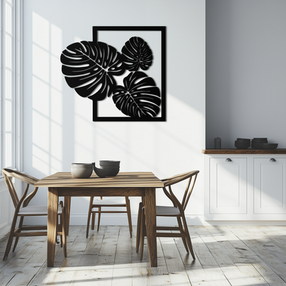 Monstera Leaf Metal Wall Art – Modern Tropical Black Wall Decor for Living Room- KAF552 - Tampa Home & Garden Store