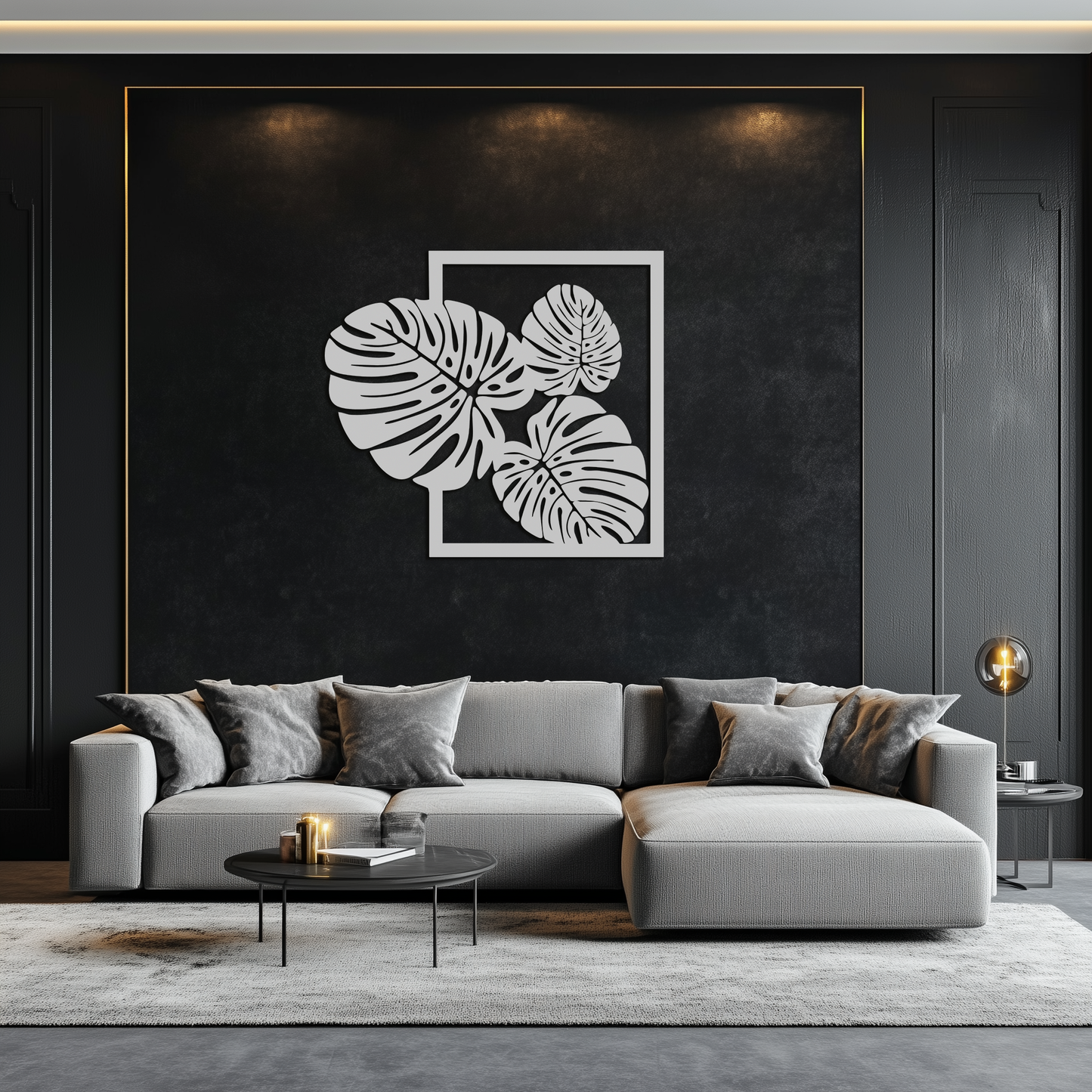 Monstera Leaf Metal Wall Art – Modern Tropical Black Wall Decor for Living Room- KAF552 - Tampa Home & Garden Store