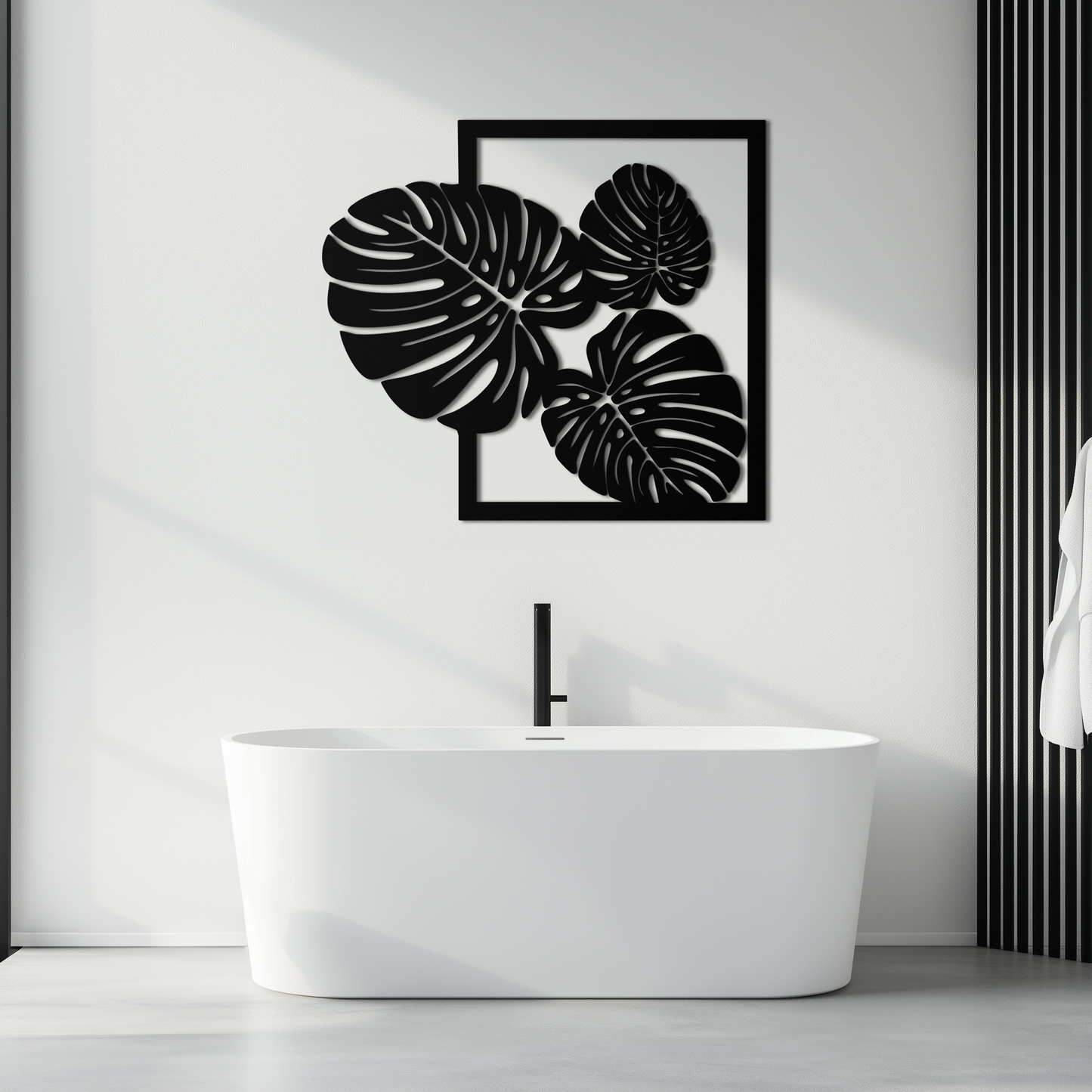 Monstera Leaf Metal Wall Art – Modern Tropical Black Wall Decor for Living Room- KAF552 - Tampa Home & Garden Store