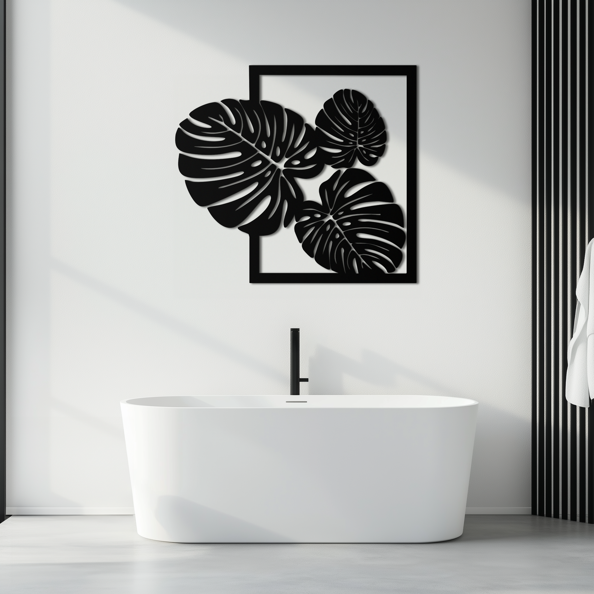 Monstera Leaf Metal Wall Art – Modern Tropical Black Wall Decor for Living Room- KAF552 - Tampa Home & Garden Store