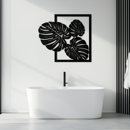 Monstera Leaf Metal Wall Art – Modern Tropical Black Wall Decor for Living Room- KAF552 - Tampa Home & Garden Store