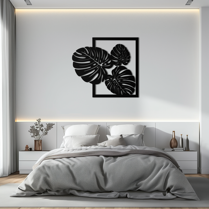 Monstera Leaf Metal Wall Art – Modern Tropical Black Wall Decor for Living Room- KAF552 - Tampa Home & Garden Store