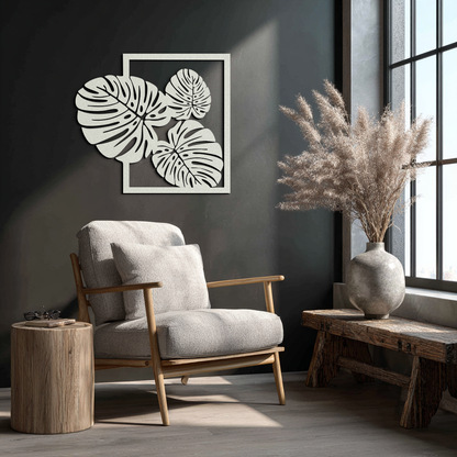 Monstera Leaf Metal Wall Art – Modern Tropical Black Wall Decor for Living Room- KAF552 - Tampa Home & Garden Store