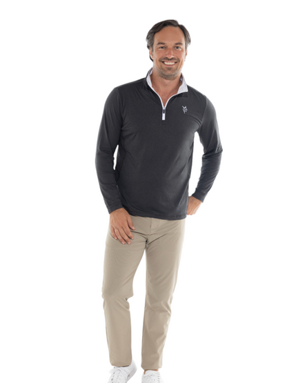 Monterey Performance Quarter Zip long-sleeve top black with white zipper by White Water Life on Tampa Home & Garden Store