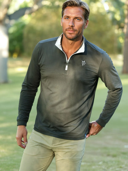 Monterey Performance Quarter Zip long sleeve top charcoal with White Water Life logo on Tampa Home & Garden Store