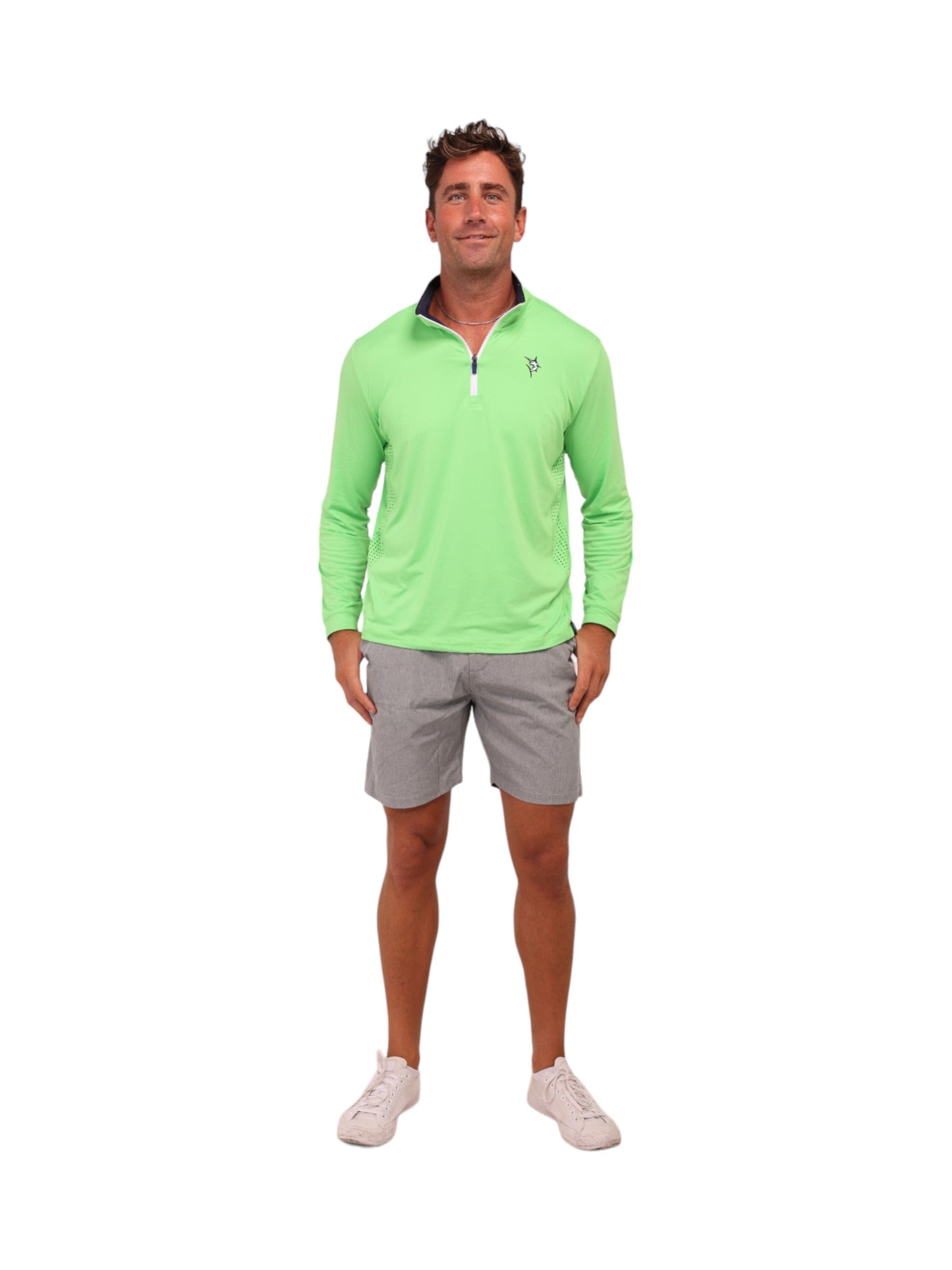 Monterey Quarter Zip long sleeve top neon-green by White Water Life on Tampa Home & Garden Store