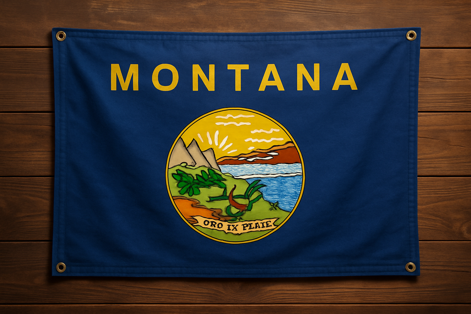 Montana Flag with Grommets Along the Edges for Wall Hanging - Tampa Home & Garden Store