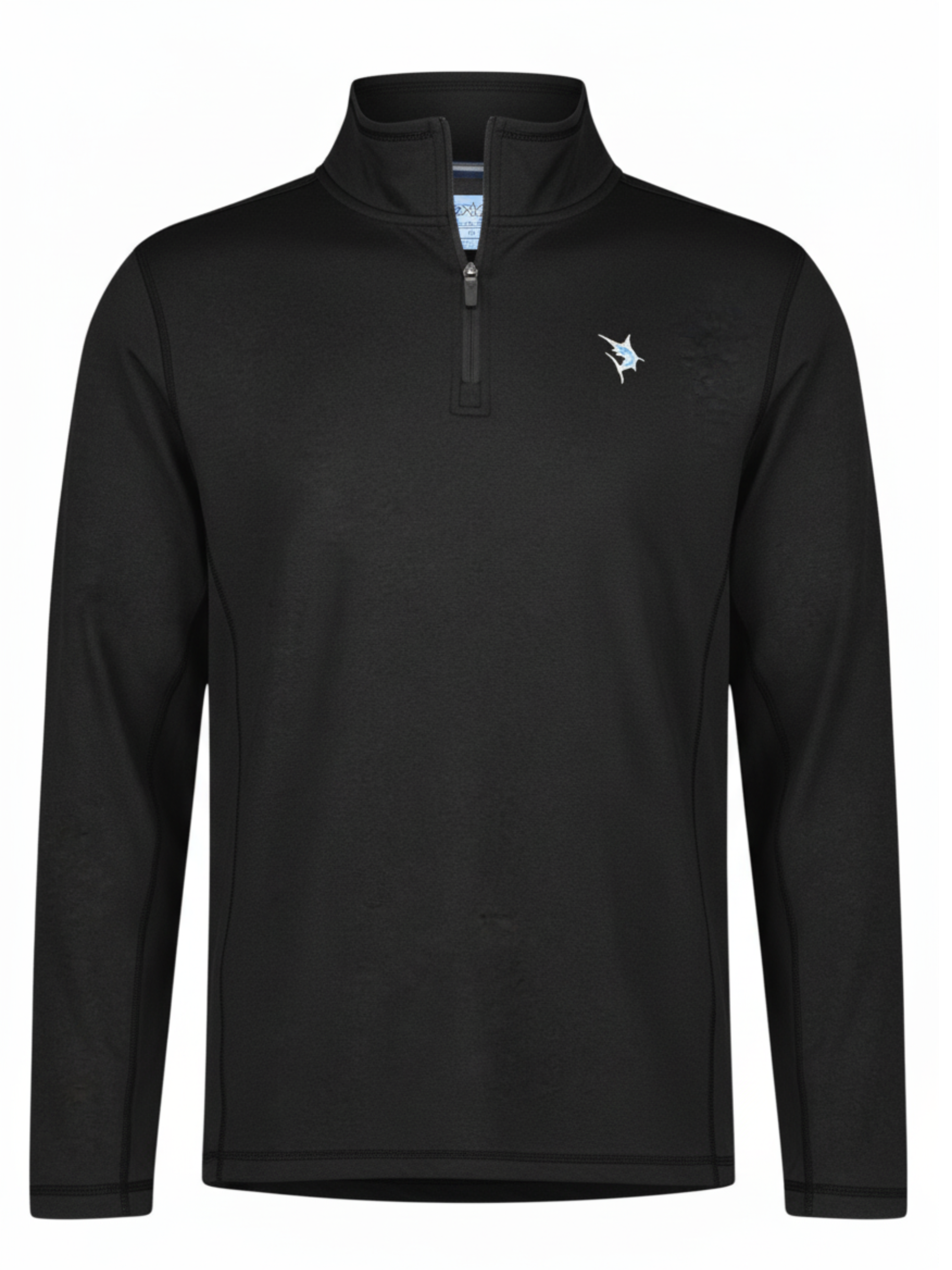 Montauk Quarter Zip midweight black pullover with left chest logo by White Water Life on Tampa Home & Garden Store