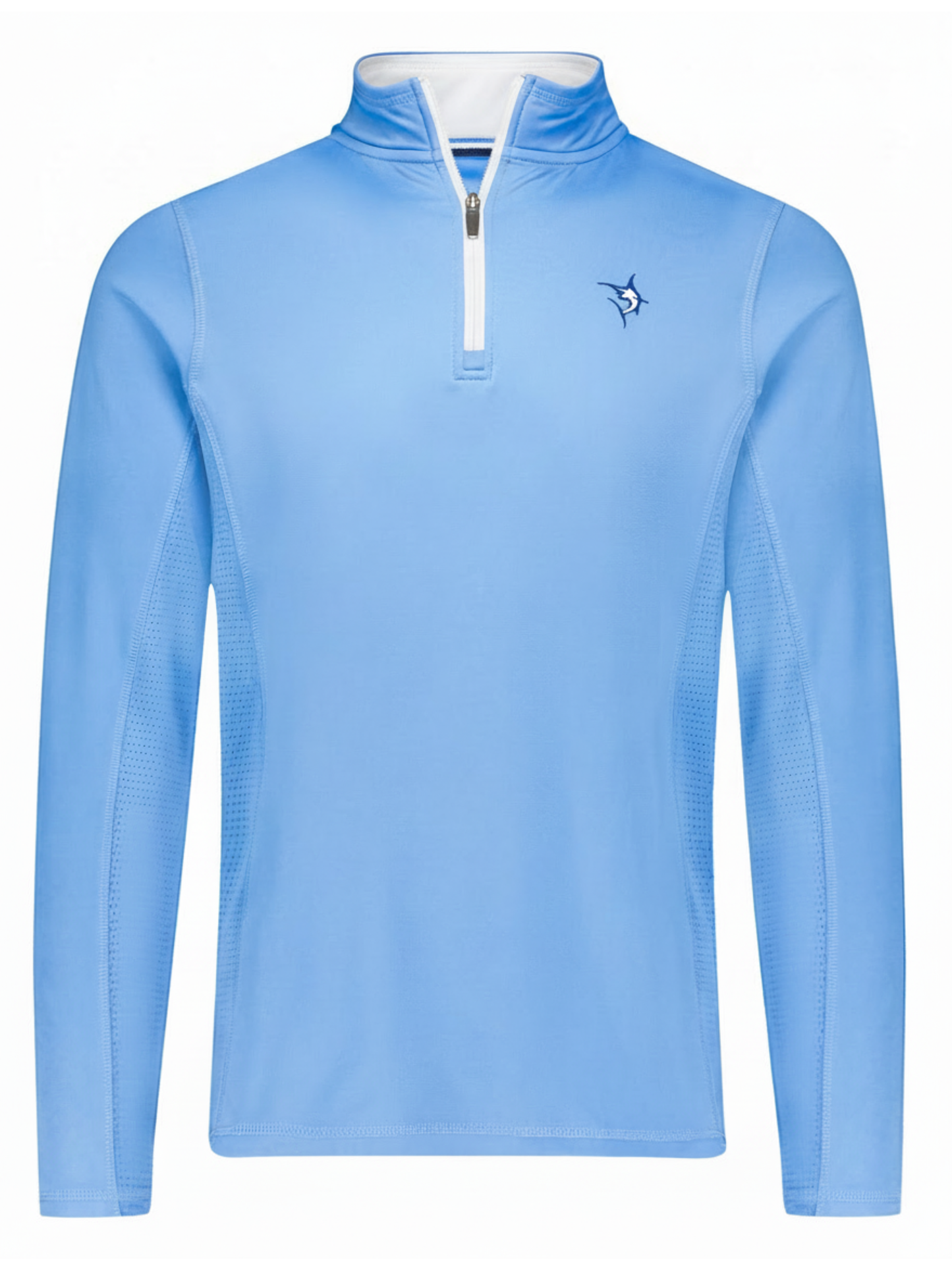 Montauk Quarter Zip Midweight Comfort blue pullover with white zipper by White Water Life on Tampa Home & Garden Store