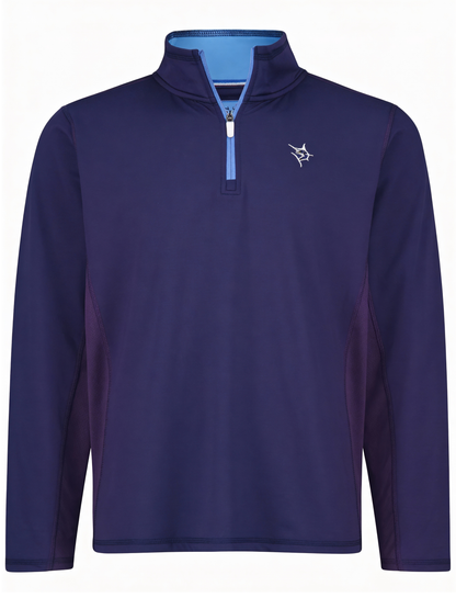 Montauk Quarter Zip Navy pullover with light blue zip placket and White Water Life logo on Tampa Home & Garden Store