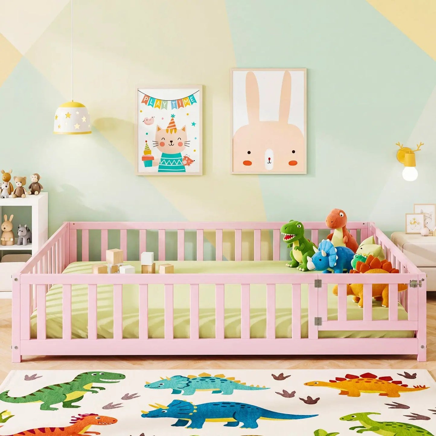 Montessori Toddler Bed With Full Guardrails