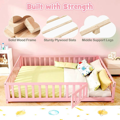 Montessori Toddler Bed With Full Guardrails