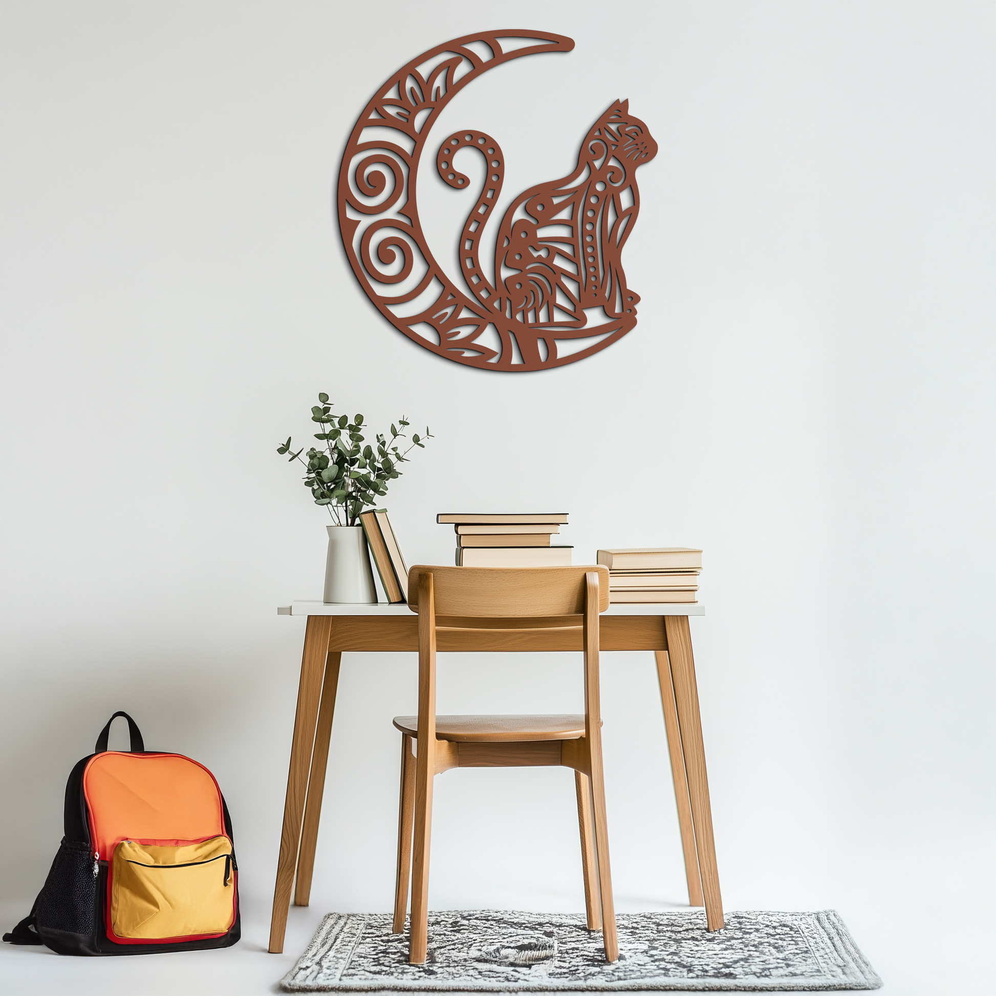 Moon & Cat Metal Wall Art – Mystical Feline Decor - KAF266 - Tampa Home & Garden Store