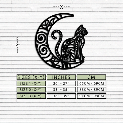 Moon & Cat Metal Wall Art – Mystical Feline Decor - KAF266 - Tampa Home & Garden Store