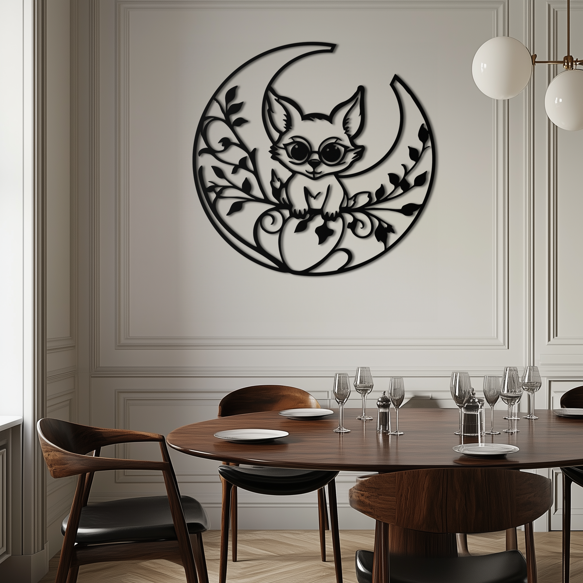 Moon Cat Silhouette Metal Wall Art – Black Steel Whimsical Pet Lover Decor- KAF492 - Tampa Home & Garden Store