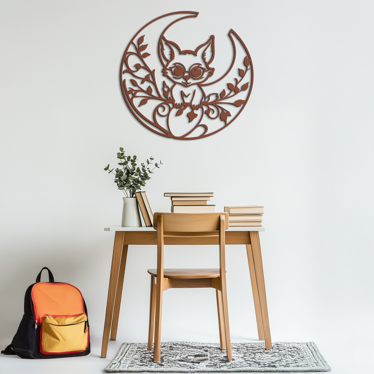 Moon Cat Silhouette Metal Wall Art – Black Steel Whimsical Pet Lover Decor- KAF492 - Tampa Home & Garden Store