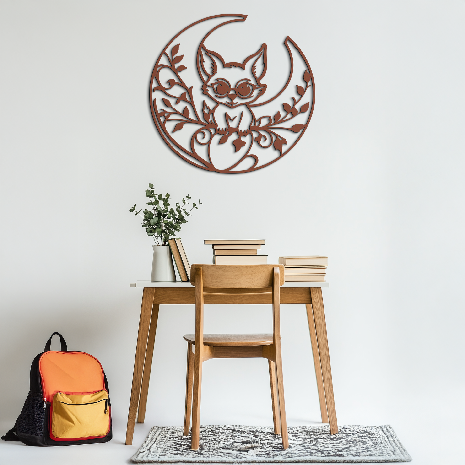 Moon Cat Silhouette Metal Wall Art – Black Steel Whimsical Pet Lover Decor- KAF492 - Tampa Home & Garden Store