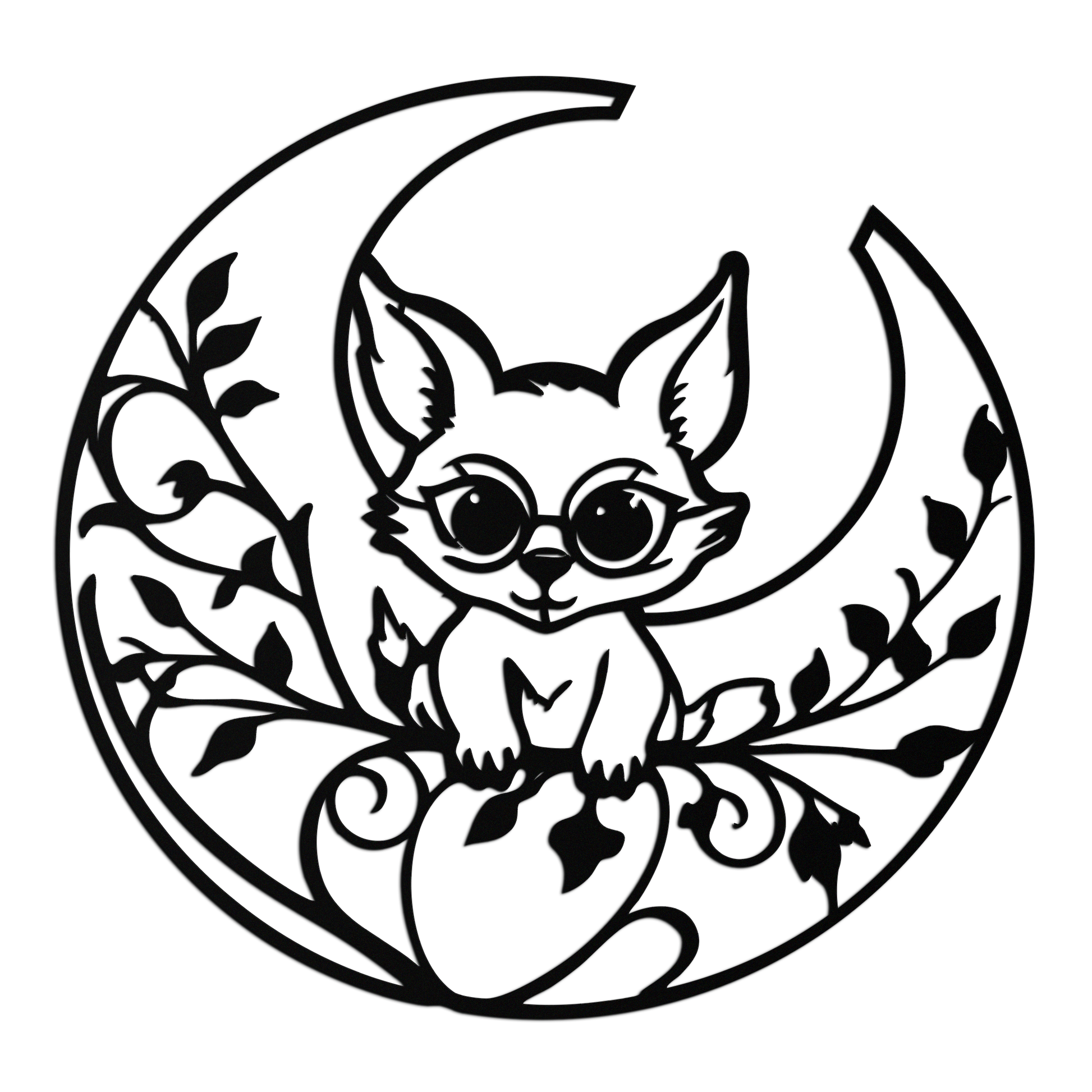 Moon Cat Silhouette Metal Wall Art – Black Steel Whimsical Pet Lover Decor- KAF492 - Tampa Home & Garden Store