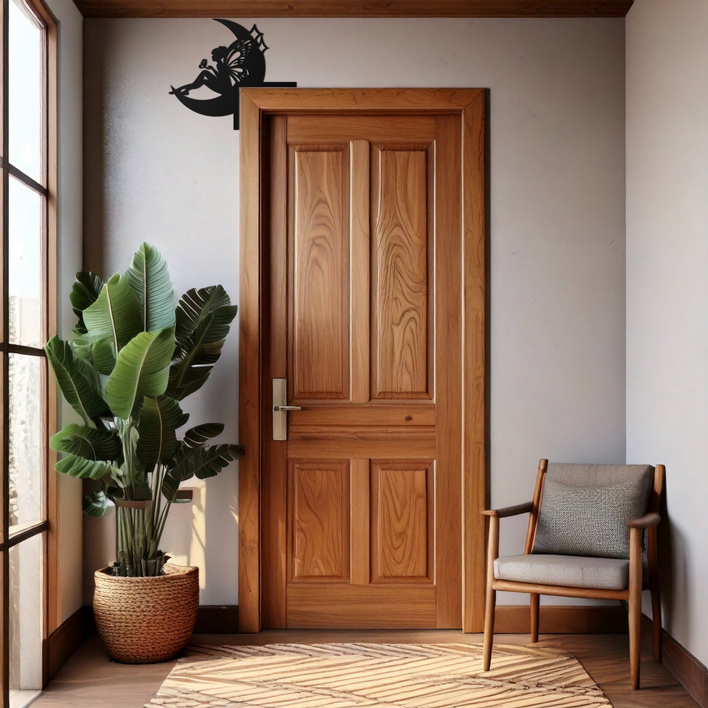 Moon Fairy Corner Metal Wall Art – Whimsical Butterfly Decor for Door Frames- KAF603 - Tampa Home & Garden Store