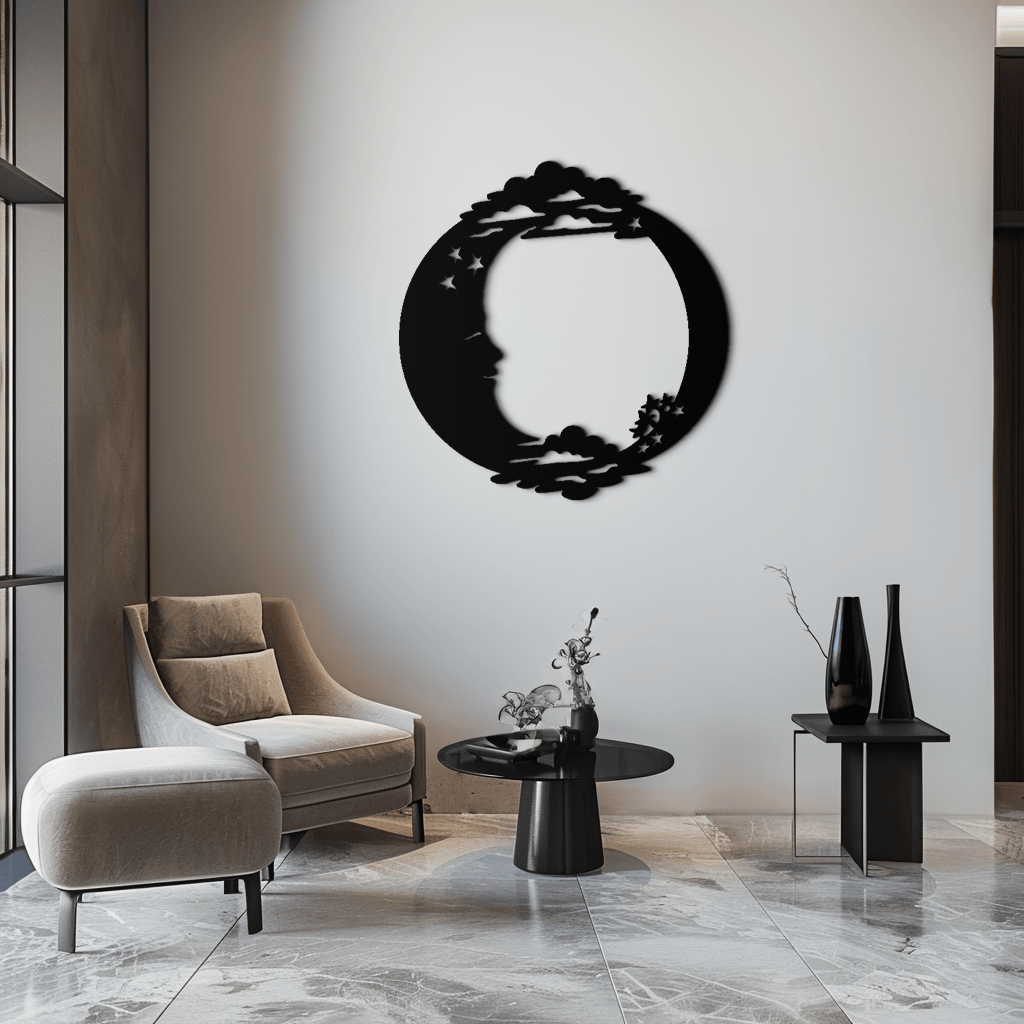 Moon & Stars Metal Wall Art - Celestial-Inspired Steel Wall Decor - KAF029 - Tampa Home & Garden Store