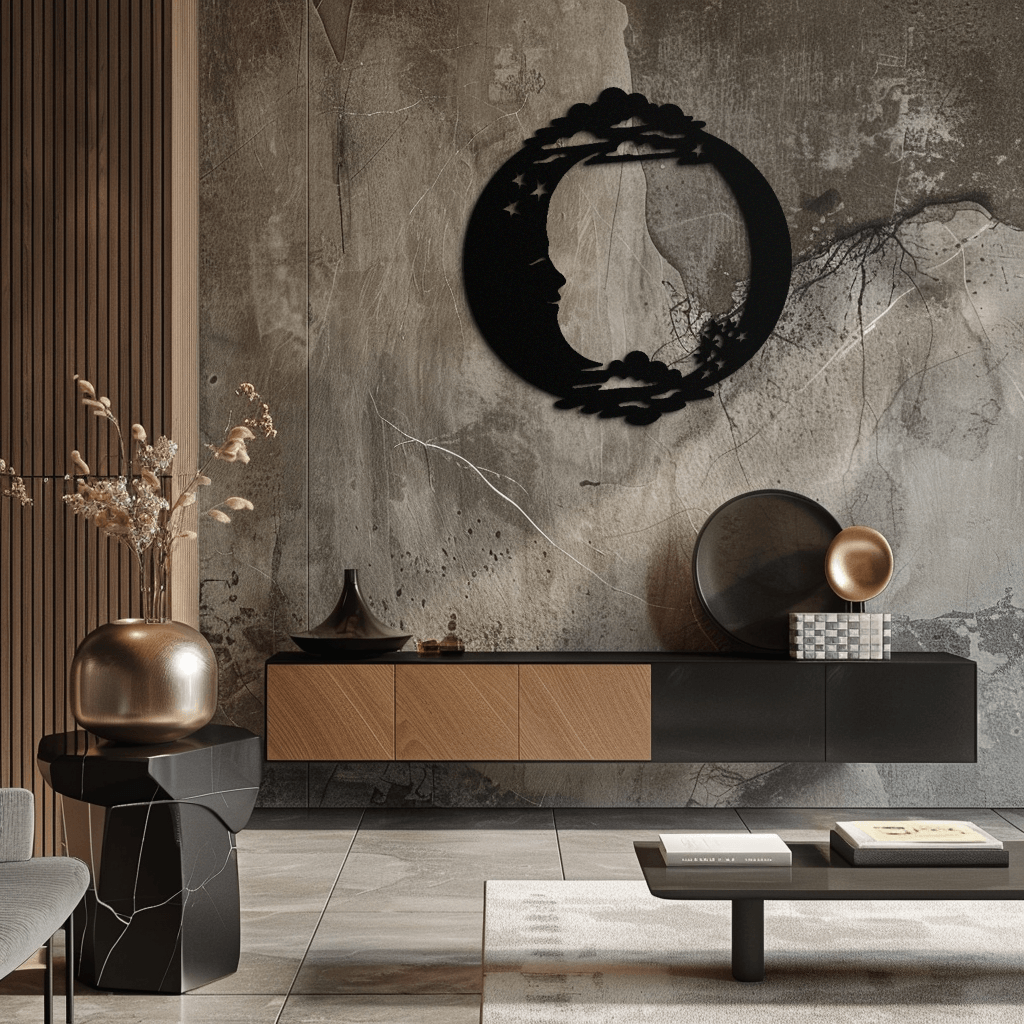 Moon & Stars Metal Wall Art - Celestial-Inspired Steel Wall Decor - KAF029 - Tampa Home & Garden Store