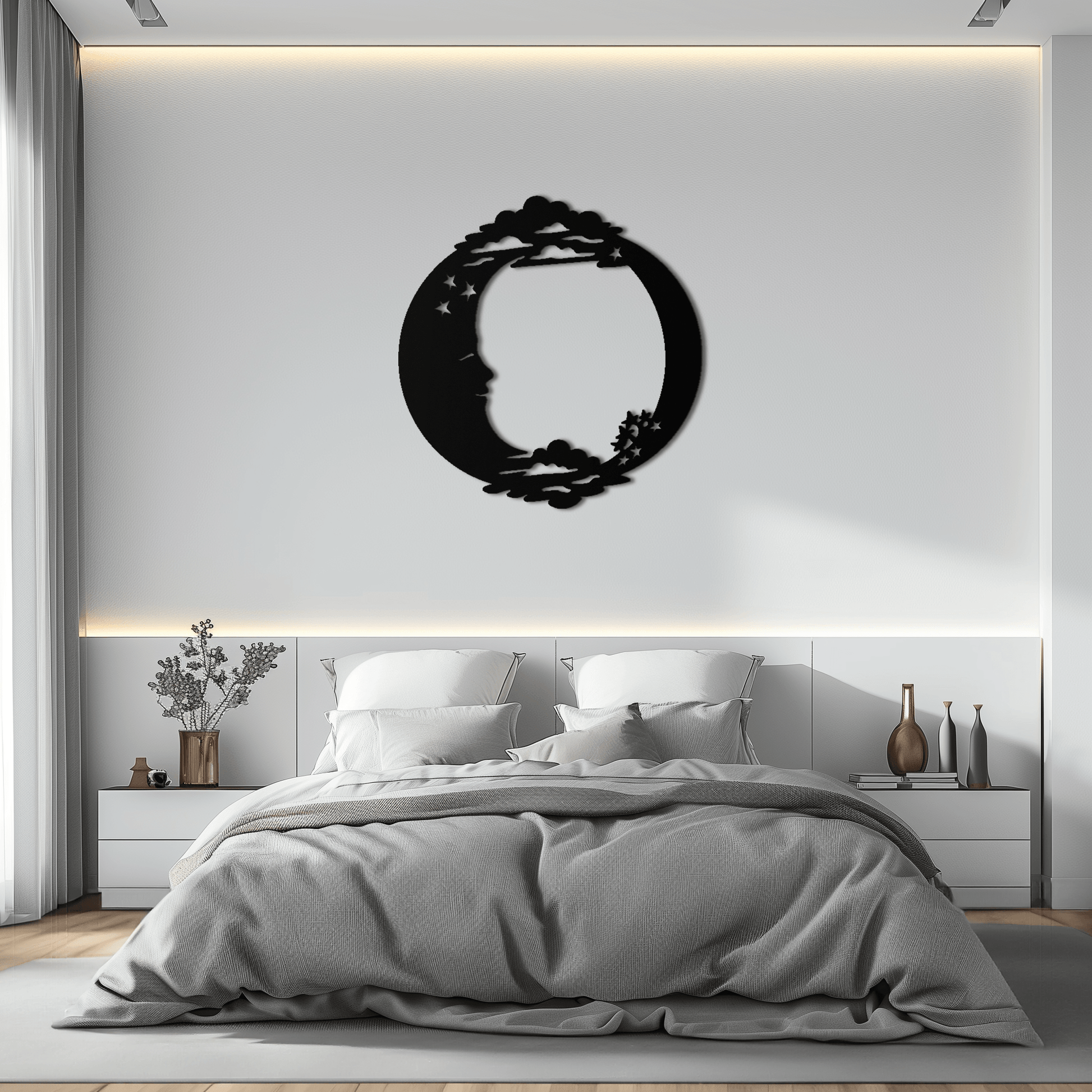 Moon & Stars Metal Wall Art - Celestial-Inspired Steel Wall Decor - KAF029 - Tampa Home & Garden Store