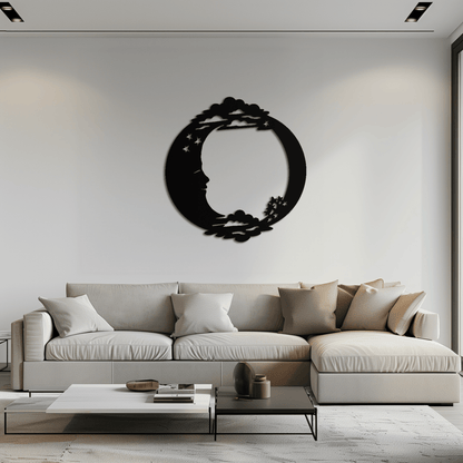 Moon & Stars Metal Wall Art - Celestial-Inspired Steel Wall Decor - KAF029 - Tampa Home & Garden Store