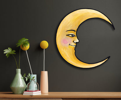 Moon Wall Art Ready to Hang 20" Celestial Crescent Yellow Moon Wall Decor - Tampa Home & Garden Store