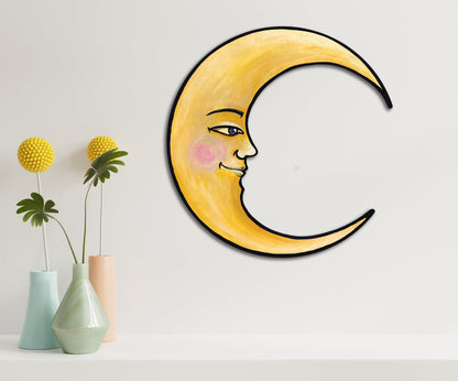 Moon Wall Art Ready to Hang 20" Celestial Crescent Yellow Moon Wall Decor - Tampa Home & Garden Store