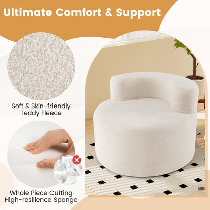 Moon-Shaped Floor Single Sofa Chair with Soft Teddy Fleece-Beige