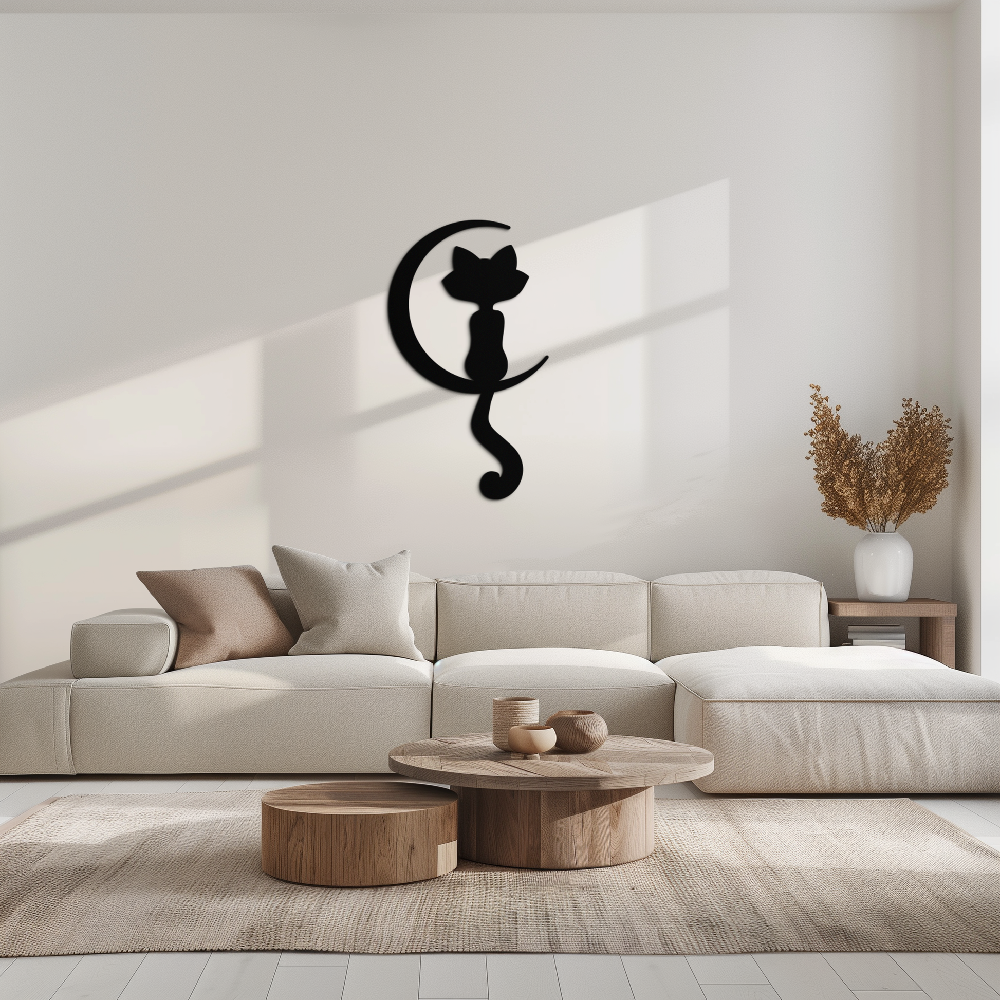 Moonlight Cat Metal Wall Art - Elegant Feline Silhouette Decor - KAF058 - Tampa Home & Garden Store