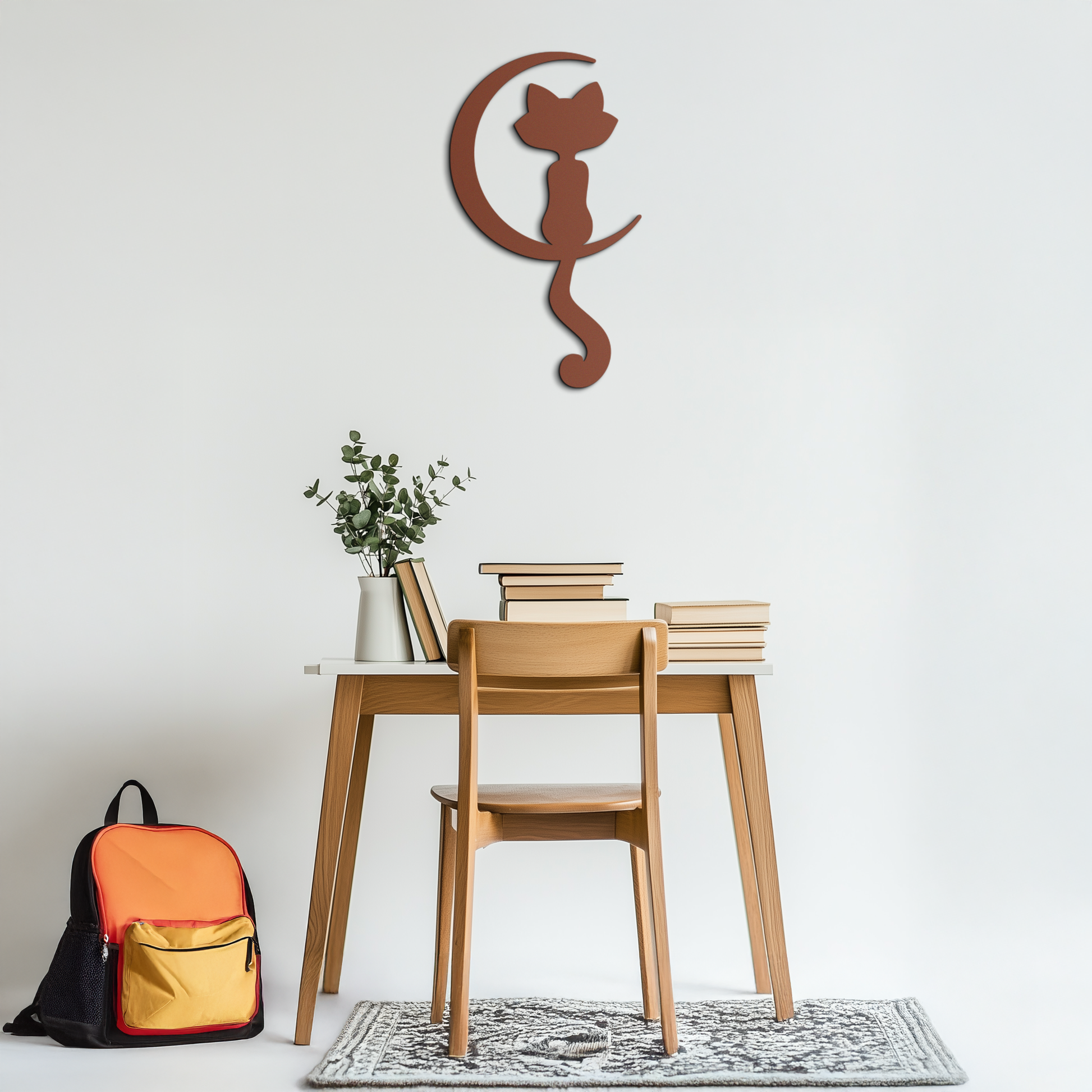 Moonlight Cat Metal Wall Art - Elegant Feline Silhouette Decor - KAF058 - Tampa Home & Garden Store