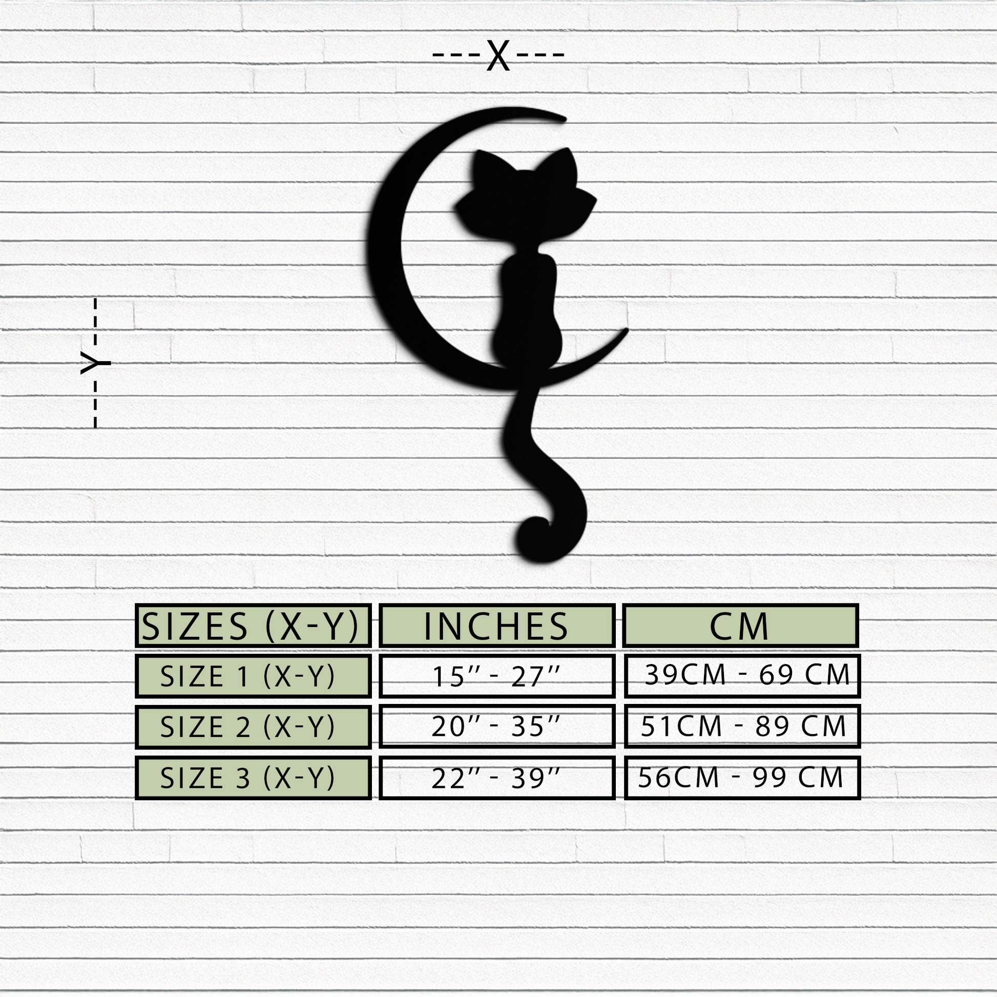 Moonlight Cat Metal Wall Art - Elegant Feline Silhouette Decor - KAF058 - Tampa Home & Garden Store