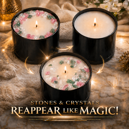 Bougie aux cristaux du signe du Cancer avec fluorite verte, rose et quartz cristal | Bougie en cire de coco et de soja, 255 g