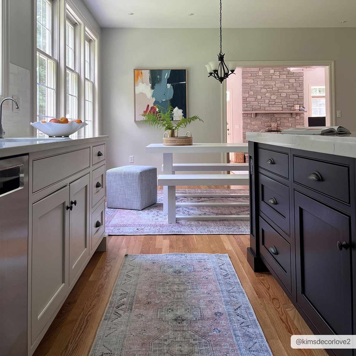 Morcott Peach washable area rug, peach-toned kitchen runner with muted traditional pattern on Tampa Home & Garden Store