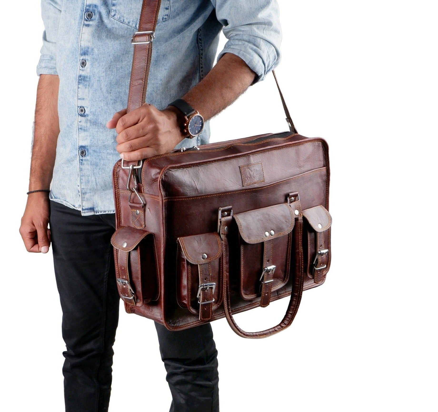 Morgan Leather Briefcase - Tampa Home & Garden Store