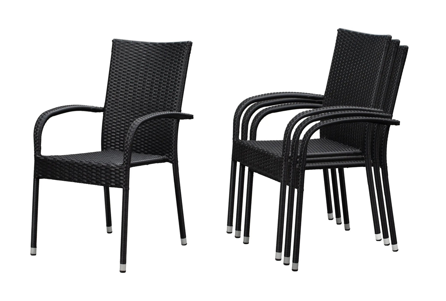 Morgan Wicker Stacking Chairs, black, set of 4, outdoor chairs by Fire Sense/Balkene Home on Tampa Home & Garden Store