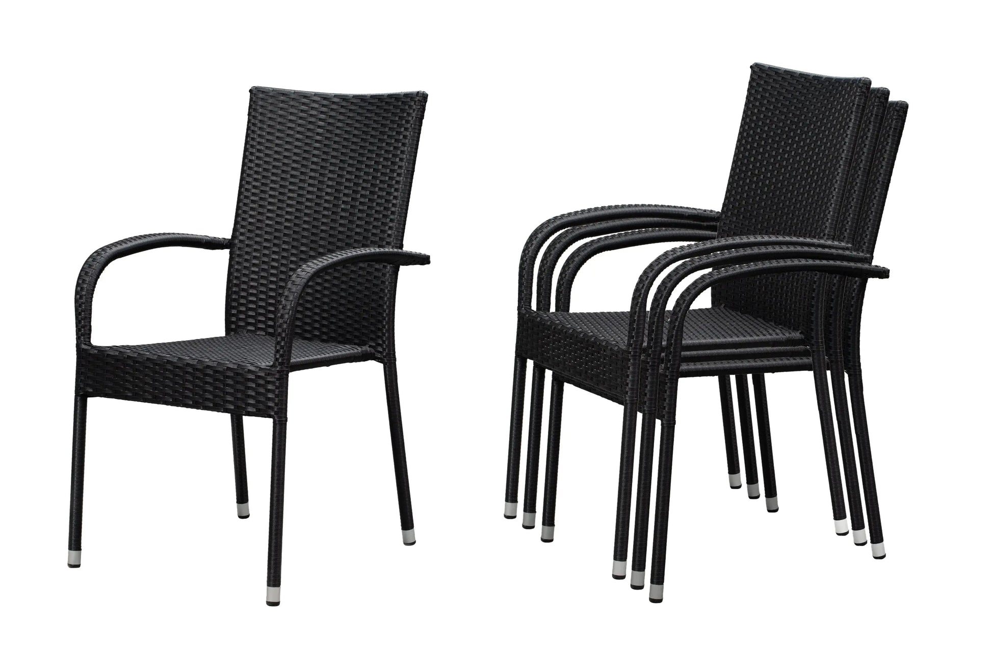 Morgan Wicker Stacking Chairs, black, set of 4, outdoor chairs by Fire Sense/Balkene Home on Tampa Home & Garden Store