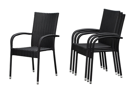 Morgan Wicker Stacking Chairs, black, set of 4, outdoor chairs by Fire Sense/Balkene Home on Tampa Home & Garden Store