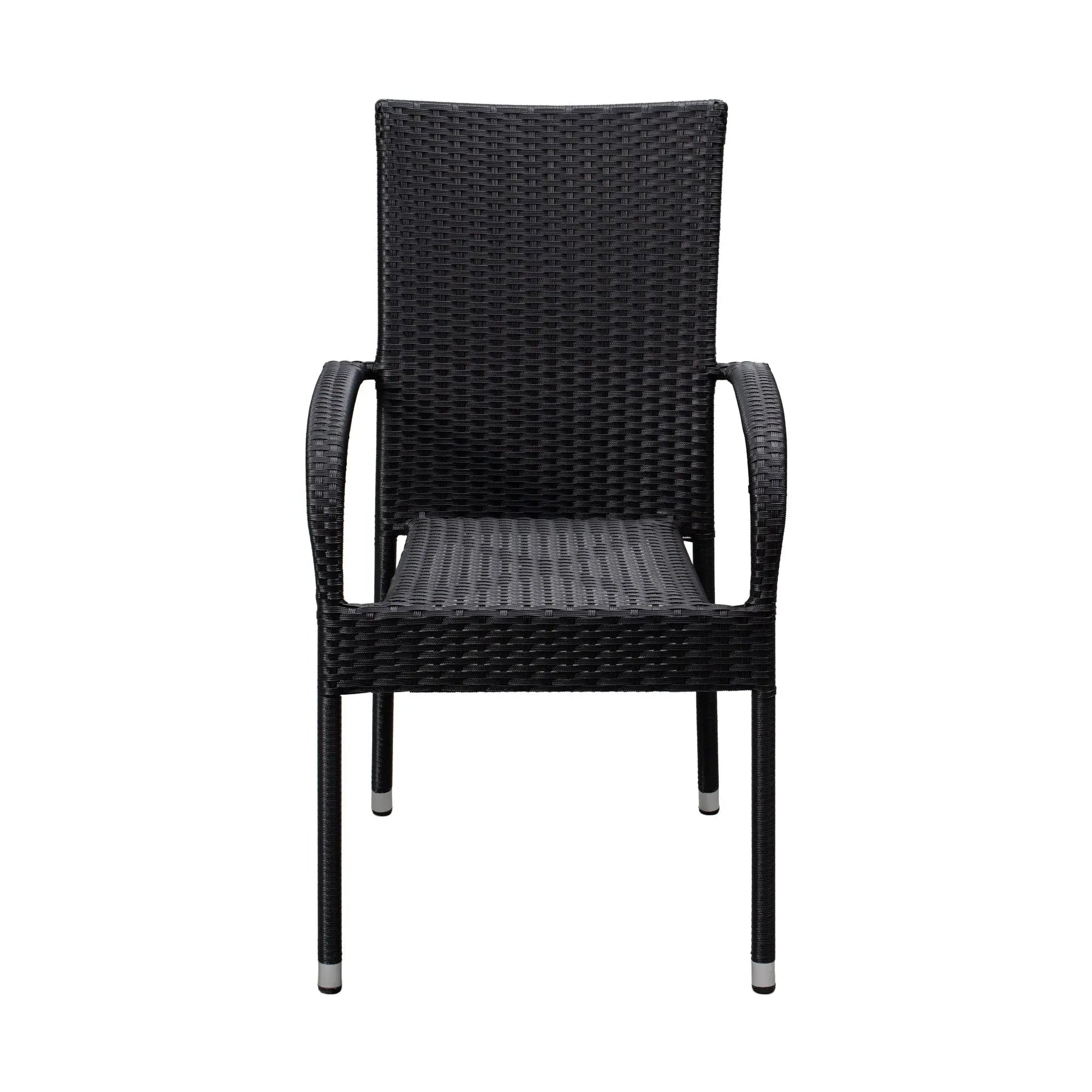 Morgan Outdoor Wicker Stacking Chair Black set of 4 outdoor chairs Fire Sense/Balkene Home on Tampa Home & Garden Store