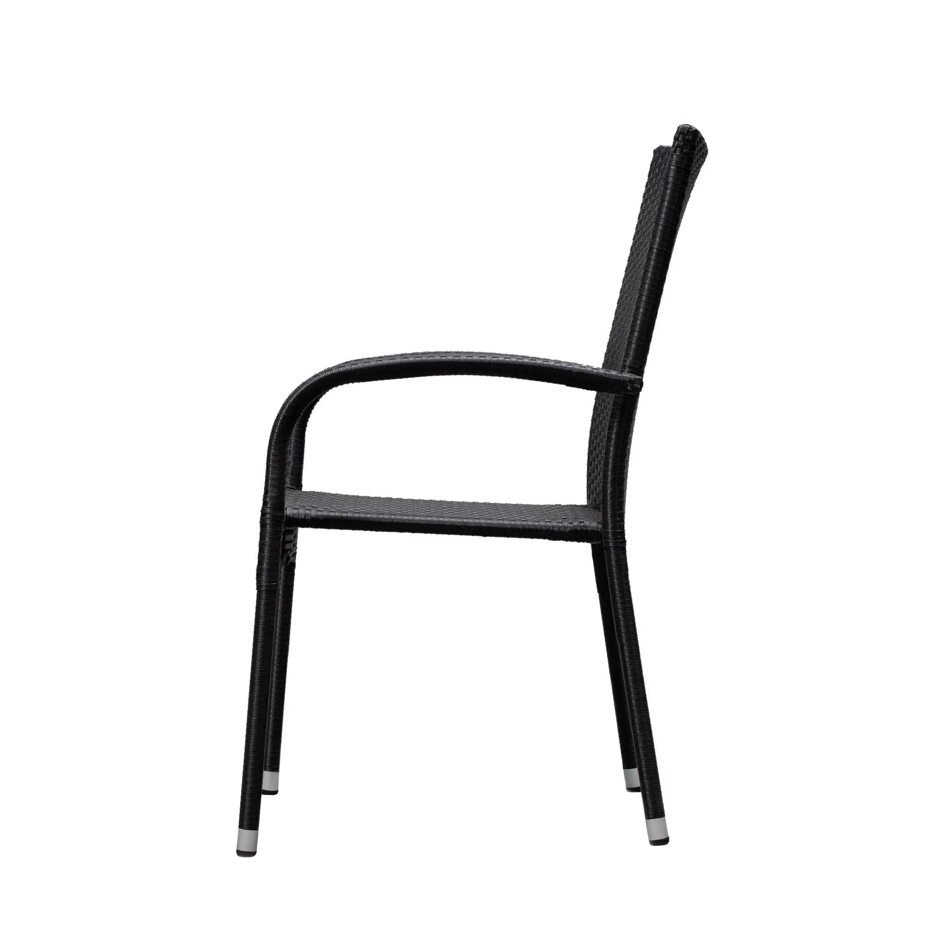 Morgan Outdoor Wicker Stacking Chairs black woven with curved arms set of 4 on Tampa Home & Garden Store