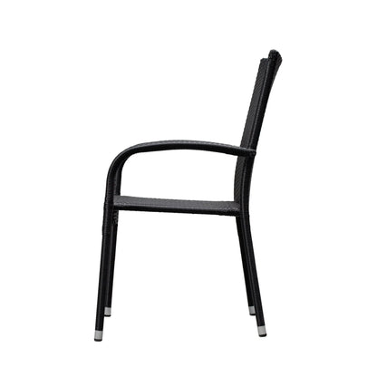 Morgan Outdoor Wicker Stacking Chairs black woven with curved arms set of 4 on Tampa Home & Garden Store
