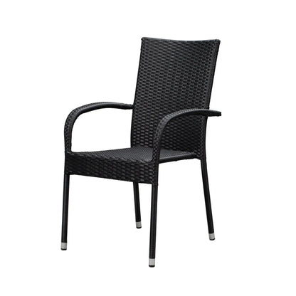 Morgan Outdoor Wicker Stacking Chairs, black, set of 4 with curved arms and woven seat on Tampa Home & Garden Store