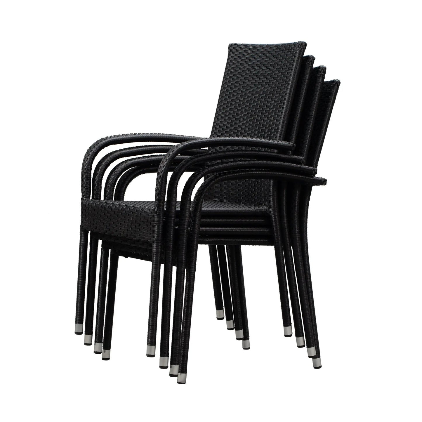 Morgan Outdoor Wicker Stacking Chairs set of 4 in black with curved arms on Tampa Home & Garden Store