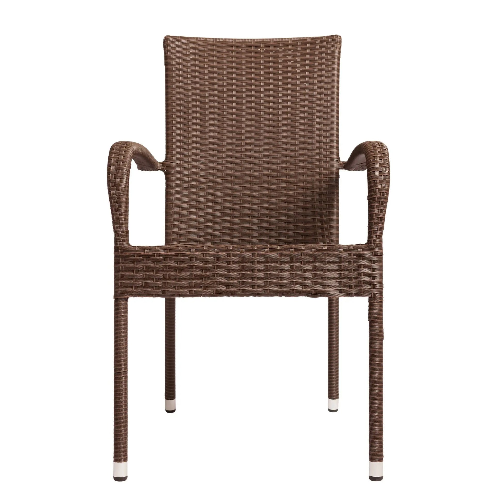 Morgan Outdoor Wicker Stacking Chairs mocha brown set of 4 for patio use on Tampa Home & Garden Store