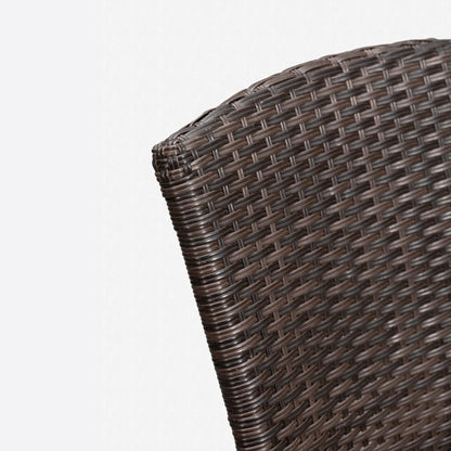 Morgan Outdoor Wicker Stacking Chairs mocha close-up woven pattern set of 4 on Tampa Home & Garden Store