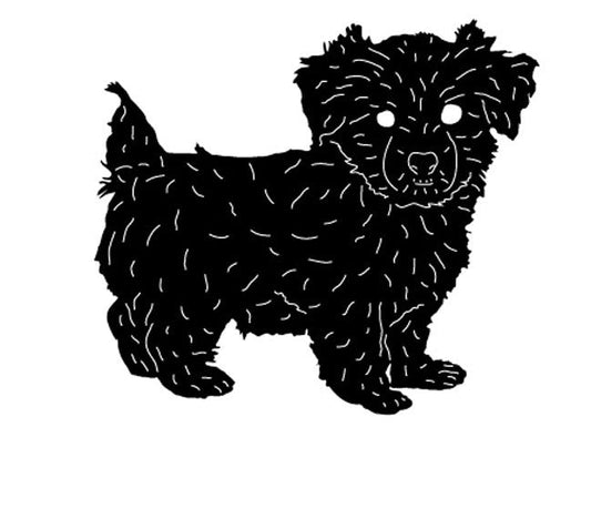 Morkie garden stake or wall hanging silhouette of a fluffy black companion dog on Tampa Home & Garden Store